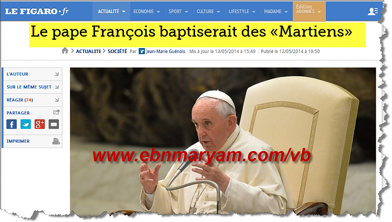 pape Franois baptiserait Martiens